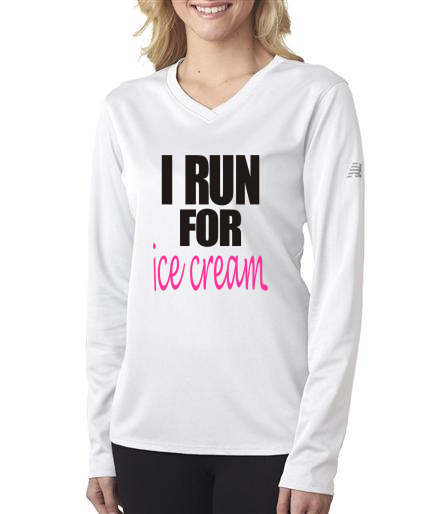 Running - I Run For Ice Cream - NB Ladies White Long Sleeve Shirt